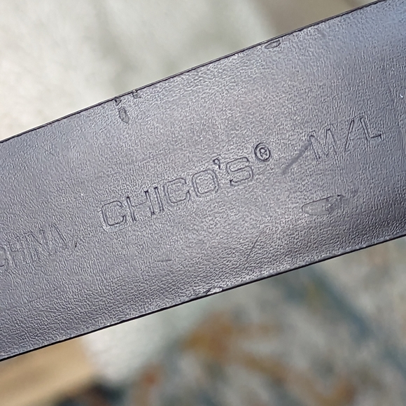 Chico's Adjustable Black Leather Belt With Silver Tone Hardware M/L - Picture 8 of 13